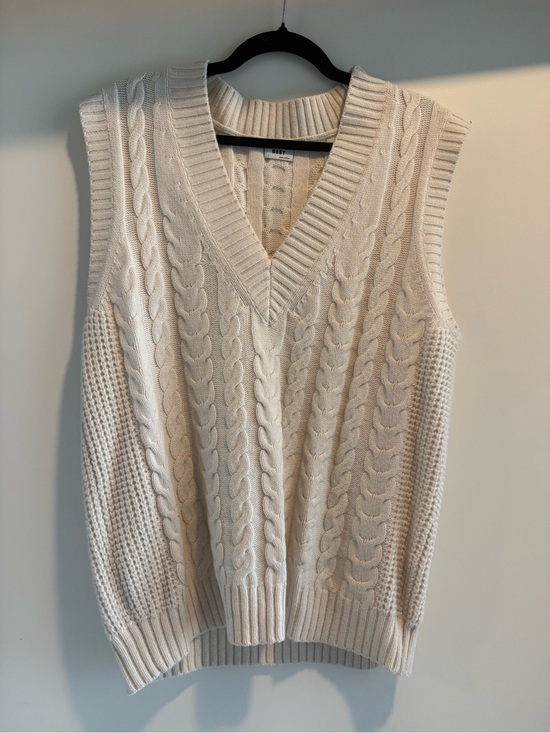 Sunday Best Sweaters - Sunday Best Cream Cable Knit V-Neck Sweater Vest
